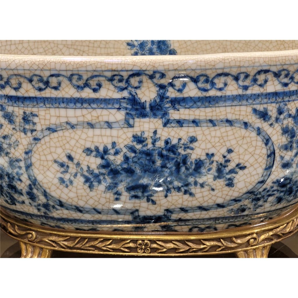 Danny's Fine Porcelain Home Decor Danny's Fine Porcelain Porcelain Oval Basin- Blue Bouquet 14093