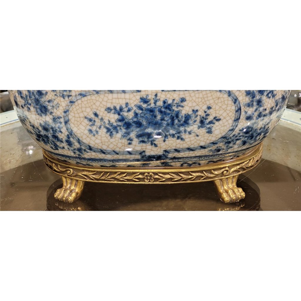 Danny's Fine Porcelain Home Decor Danny's Fine Porcelain Porcelain Oval Basin- Blue Bouquet 14093