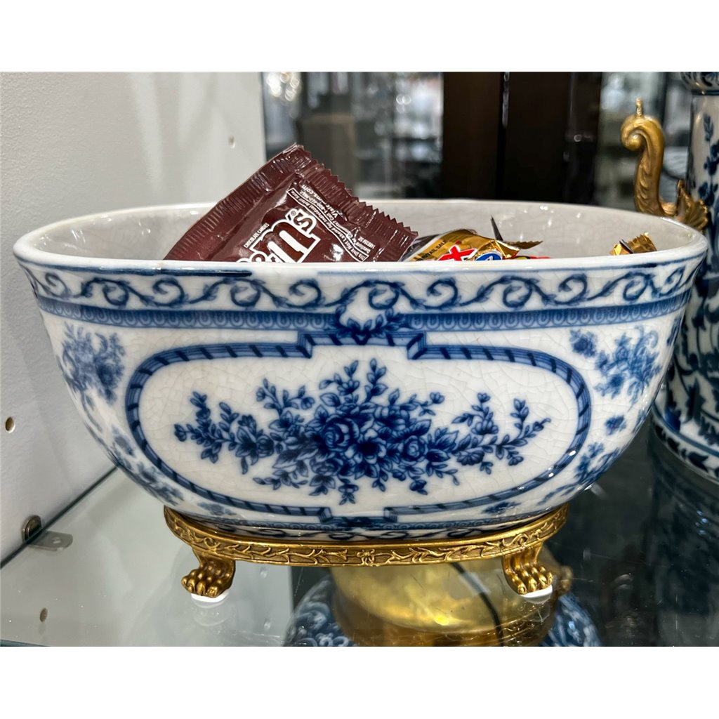 Danny's Fine Porcelain Home Decor Danny's Fine Porcelain Porcelain Oval Basin- Blue Bouquet 14093