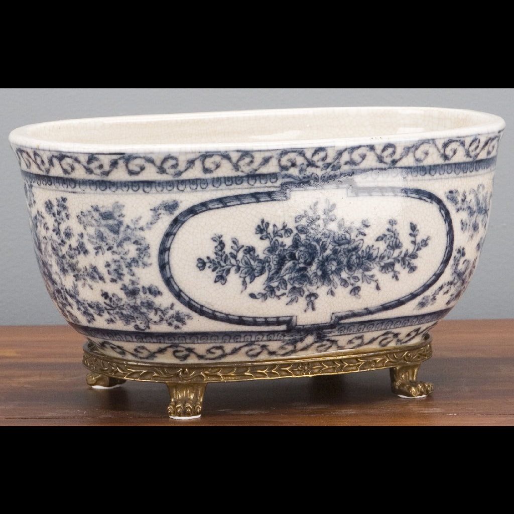 Danny's Fine Porcelain Home Decor Danny's Fine Porcelain Porcelain Oval Basin- Blue Bouquet 14093
