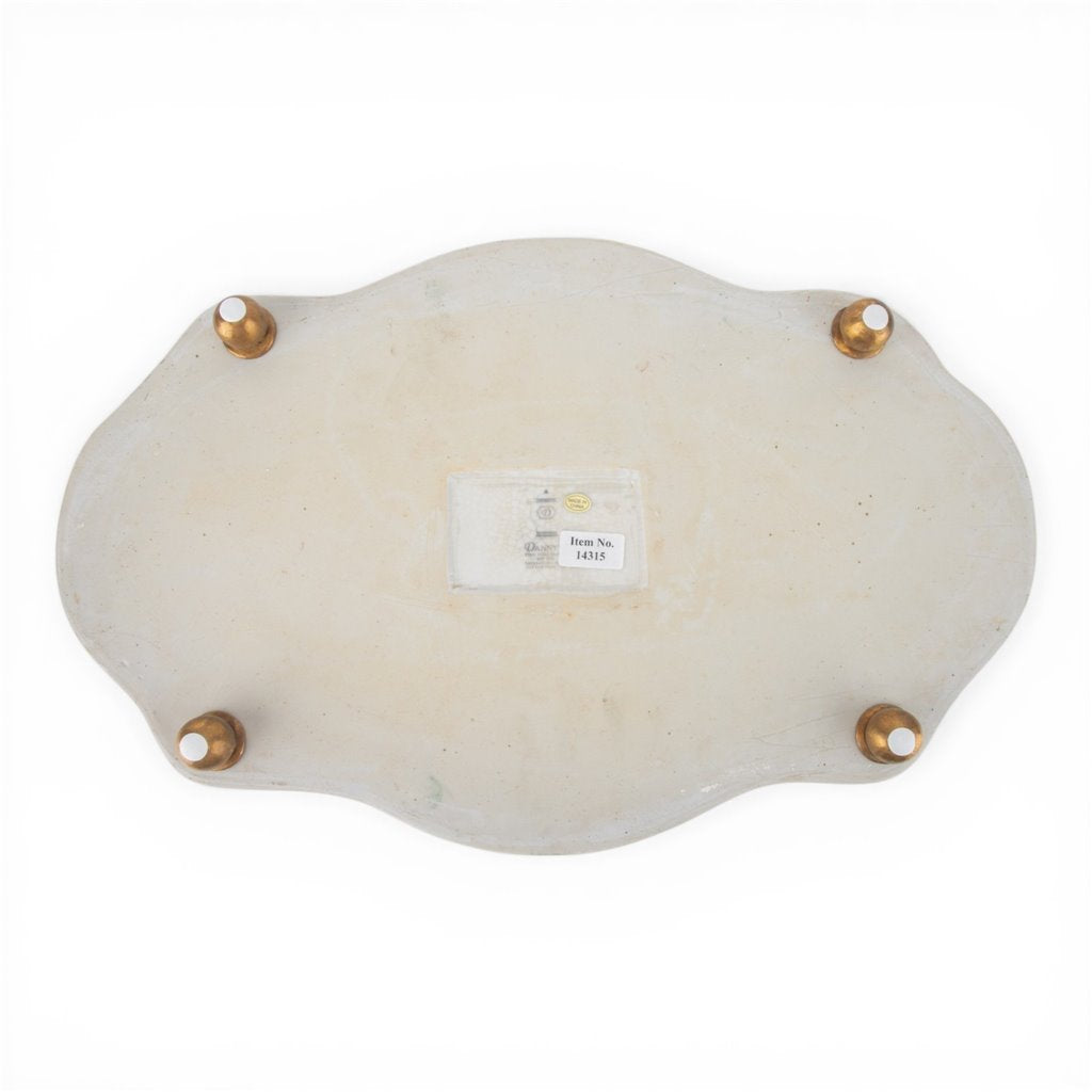 Danny's Fine Porcelain Home Decor Danny's Fine Porcelain Porcelain Oval Basin with Ormolu Handles-Green Primrose