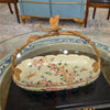 Danny's Fine Porcelain Home Decor Danny's Fine Porcelain Porcelain Oval Basket with Ormolu Handle-Floral Vine