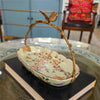 Danny's Fine Porcelain Home Decor Danny's Fine Porcelain Porcelain Oval Basket with Ormolu Handle-Floral Vine
