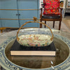 Danny's Fine Porcelain Home Decor Danny's Fine Porcelain Porcelain Oval Basket with Ormolu Handle-Floral Vine