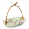 Danny's Fine Porcelain Home Decor Danny's Fine Porcelain Porcelain Oval Basket with Ormolu Handle-Floral Vine