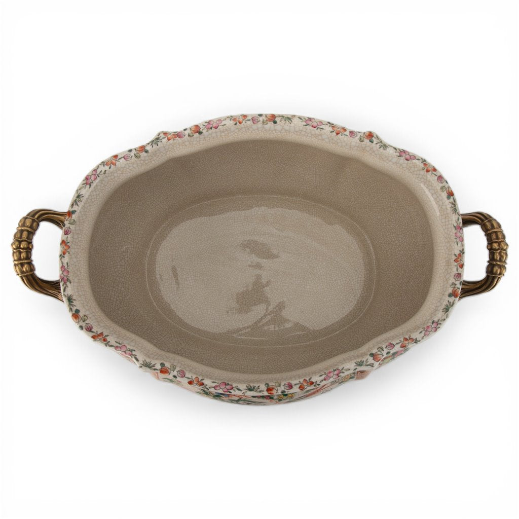Danny's Fine Porcelain Home Decor Danny's Fine Porcelain Porcelain Oval Planter with Bronze Ormolu - Imperial Phoenix