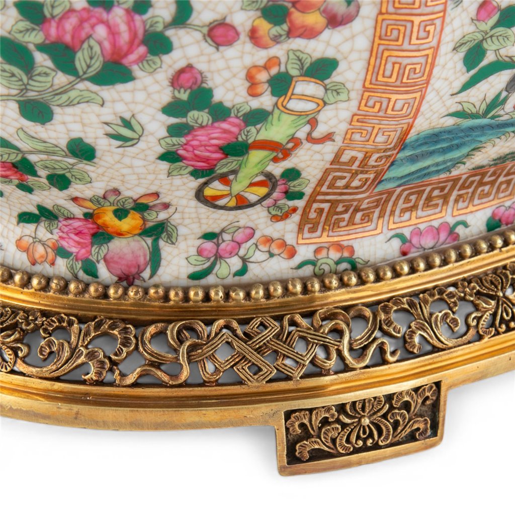 Danny's Fine Porcelain Home Decor Danny's Fine Porcelain Porcelain Oval Planter with Bronze Ormolu - Imperial Phoenix