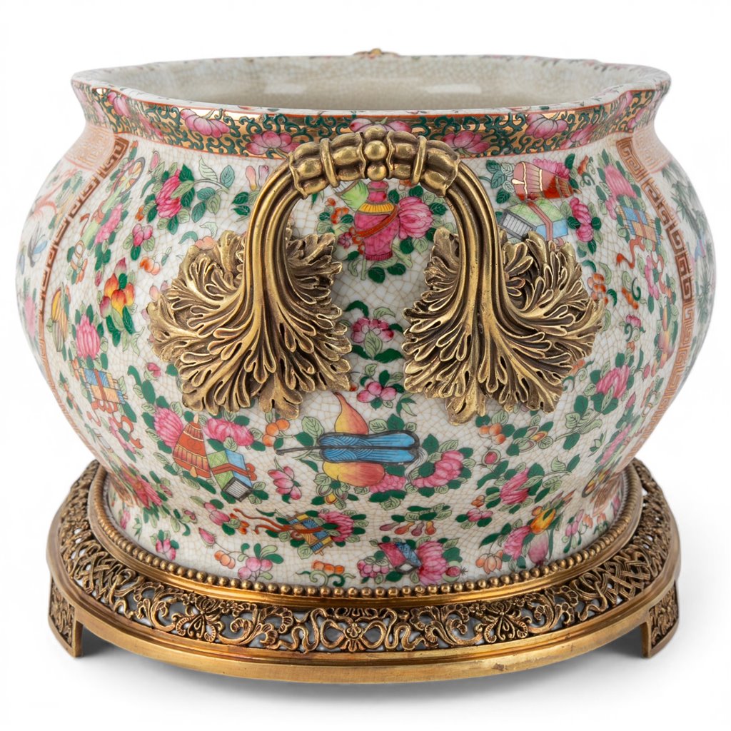 Danny's Fine Porcelain Home Decor Danny's Fine Porcelain Porcelain Oval Planter with Bronze Ormolu - Imperial Phoenix