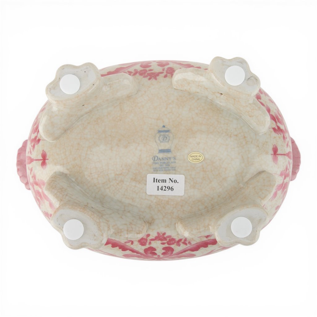 Danny's Fine Porcelain Home Decor Danny's Fine Porcelain Porcelain Oval Planter with Scroll Feet-Pink Floral