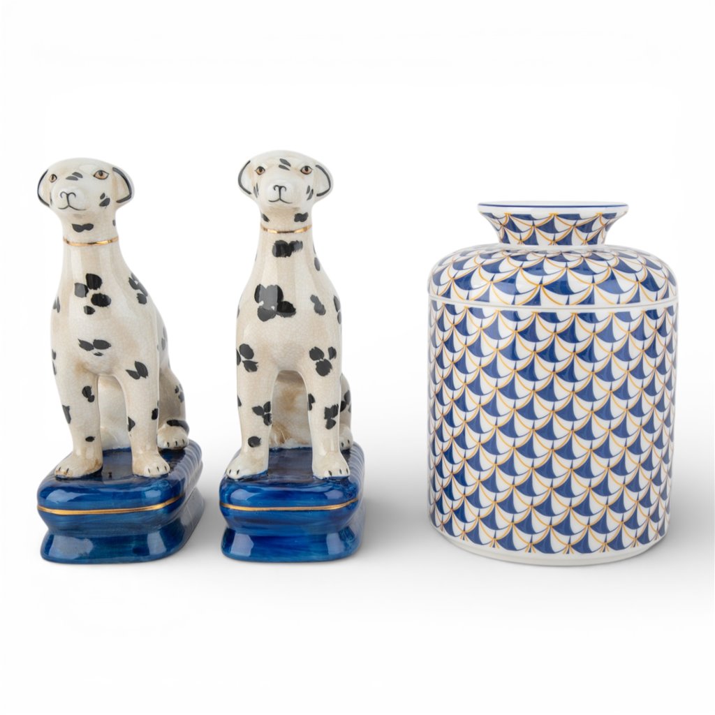 Danny's Fine Porcelain Home Decor Danny's Fine Porcelain Porcelain Pair Whippet- Black Dots A Graceful Pair Fully Hand-Painted