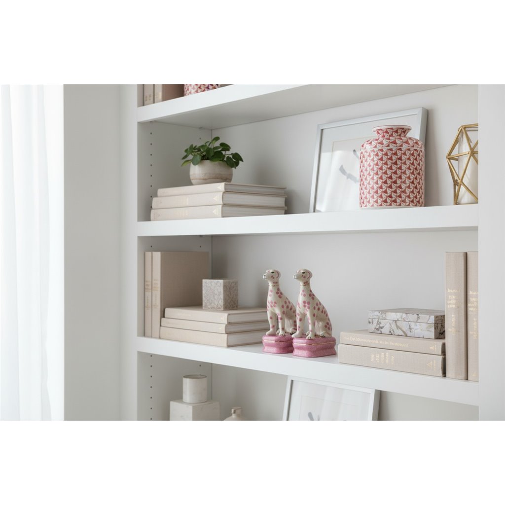 Danny's Fine Porcelain Home Decor Danny's Fine Porcelain Porcelain Pair Whippet- Pink Dots A Graceful Pair Fully Hand-Painted