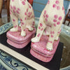 Danny's Fine Porcelain Home Decor Danny's Fine Porcelain Porcelain Pair Whippet- Pink Dots A Graceful Pair Fully Hand-Painted