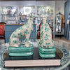 Danny's Fine Porcelain Home Decor Danny's Fine Porcelain Porcelain Pair Whippet- Teal Dots A Graceful Pair Fully Hand-Painted