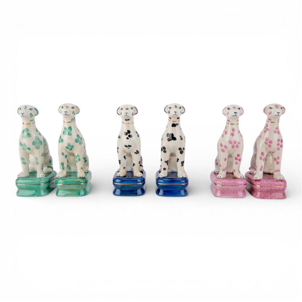 Danny's Fine Porcelain Home Decor Danny's Fine Porcelain Porcelain Pair Whippet- Teal Dots A Graceful Pair Fully Hand-Painted