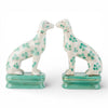 Danny's Fine Porcelain Home Decor Danny's Fine Porcelain Porcelain Pair Whippet- Teal Dots A Graceful Pair Fully Hand-Painted
