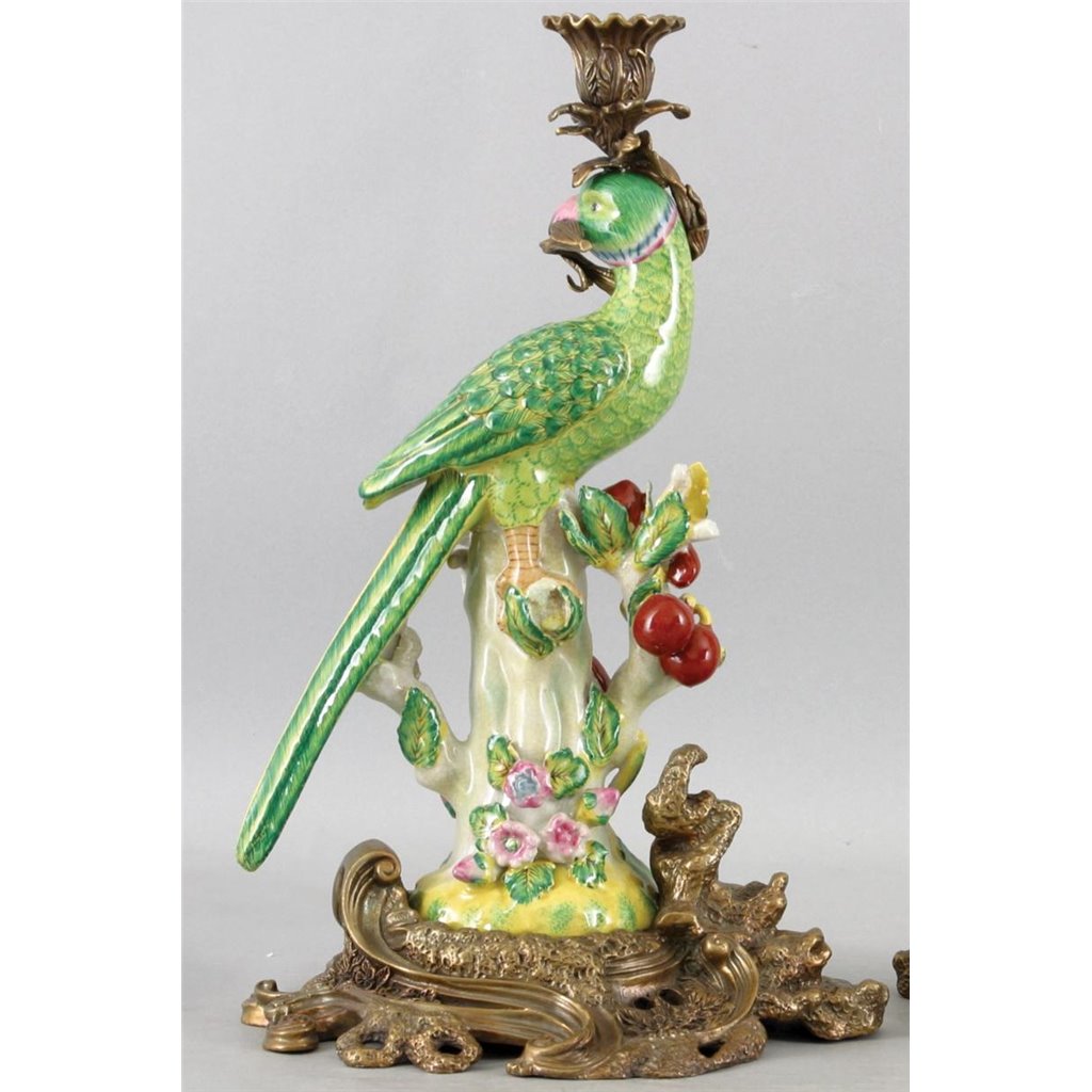 Danny's Fine Porcelain Home Decor Danny's Fine Porcelain Porcelain Parrot Candlestick 13317