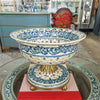Danny's Fine Porcelain Home Decor Danny's Fine Porcelain Porcelain Pierced Pedestal Bowl with Bronze Ormolu - Blue Scroll