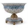 Danny's Fine Porcelain Home Decor Danny's Fine Porcelain Porcelain Pierced Pedestal Bowl with Bronze Ormolu - Blue Scroll
