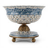 Danny's Fine Porcelain Home Decor Danny's Fine Porcelain Porcelain Pierced Pedestal Bowl with Bronze Ormolu - Blue Scroll