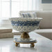 Danny's Fine Porcelain Home Decor Danny's Fine Porcelain Porcelain Pierced Pedestal Bowl with Bronze Ormolu - Blue Scroll
