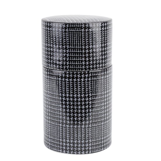 Danny's Fine Porcelain Home Decor Danny's Fine Porcelain Porcelain Round Box - Black and Grey Geometric Pattern [limited Edition] - CLOSEOUT SAMPLE SALE