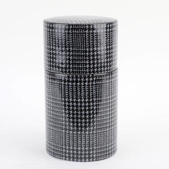 Danny's Fine Porcelain Home Decor Danny's Fine Porcelain Porcelain Round Box - Black and Grey Geometric Pattern [limited Edition] - CLOSEOUT SAMPLE SALE