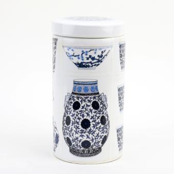 Danny's Fine Porcelain Home Decor Danny's Fine Porcelain Porcelain Round Box - White Background Blue and White Vases Print [limited Edition] - CLOSEOUT SAMPLE SALE