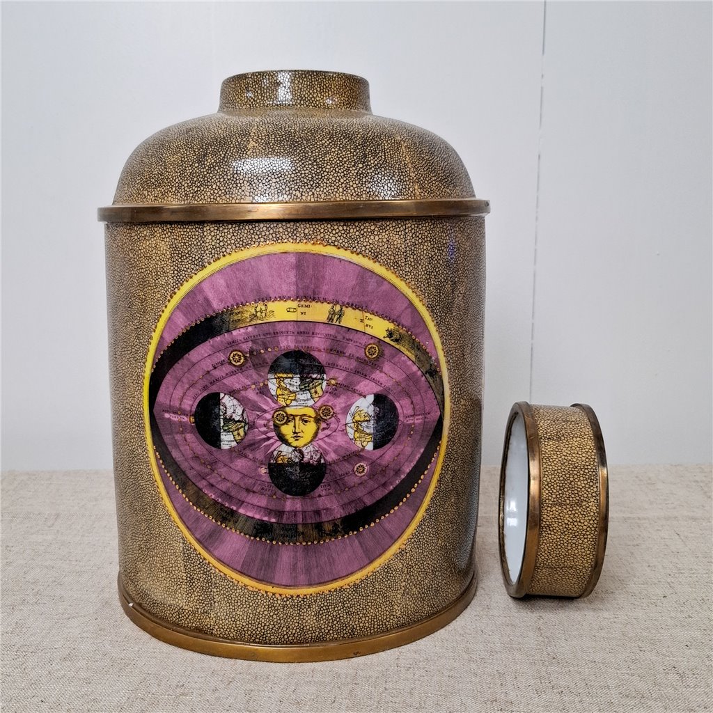Danny's Fine Porcelain Home Decor Danny's Fine Porcelain Porcelain Round Jar Constellation [Le] with Bronze Ormolu – B793 - CLOSEOUT