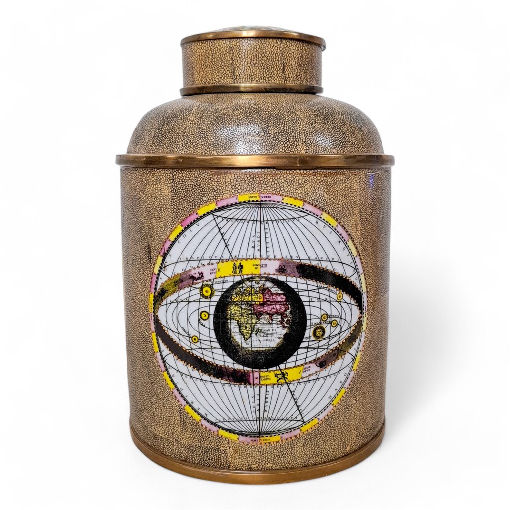 Danny's Fine Porcelain Home Decor Danny's Fine Porcelain Porcelain Round Jar Constellation [Le] with Bronze Ormolu – B793 - CLOSEOUT