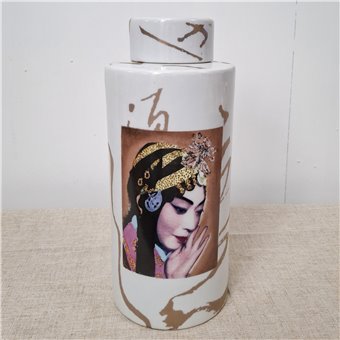 Danny's Fine Porcelain Home Decor Danny's Fine Porcelain Porcelain Round Jar Portrait Iii - B876 - CLOSEOUT SAMPLE SALE