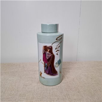 Danny's Fine Porcelain Home Decor Danny's Fine Porcelain Porcelain Round Jar Portrait Iii - CLOSEOUT SAMPLE SALE