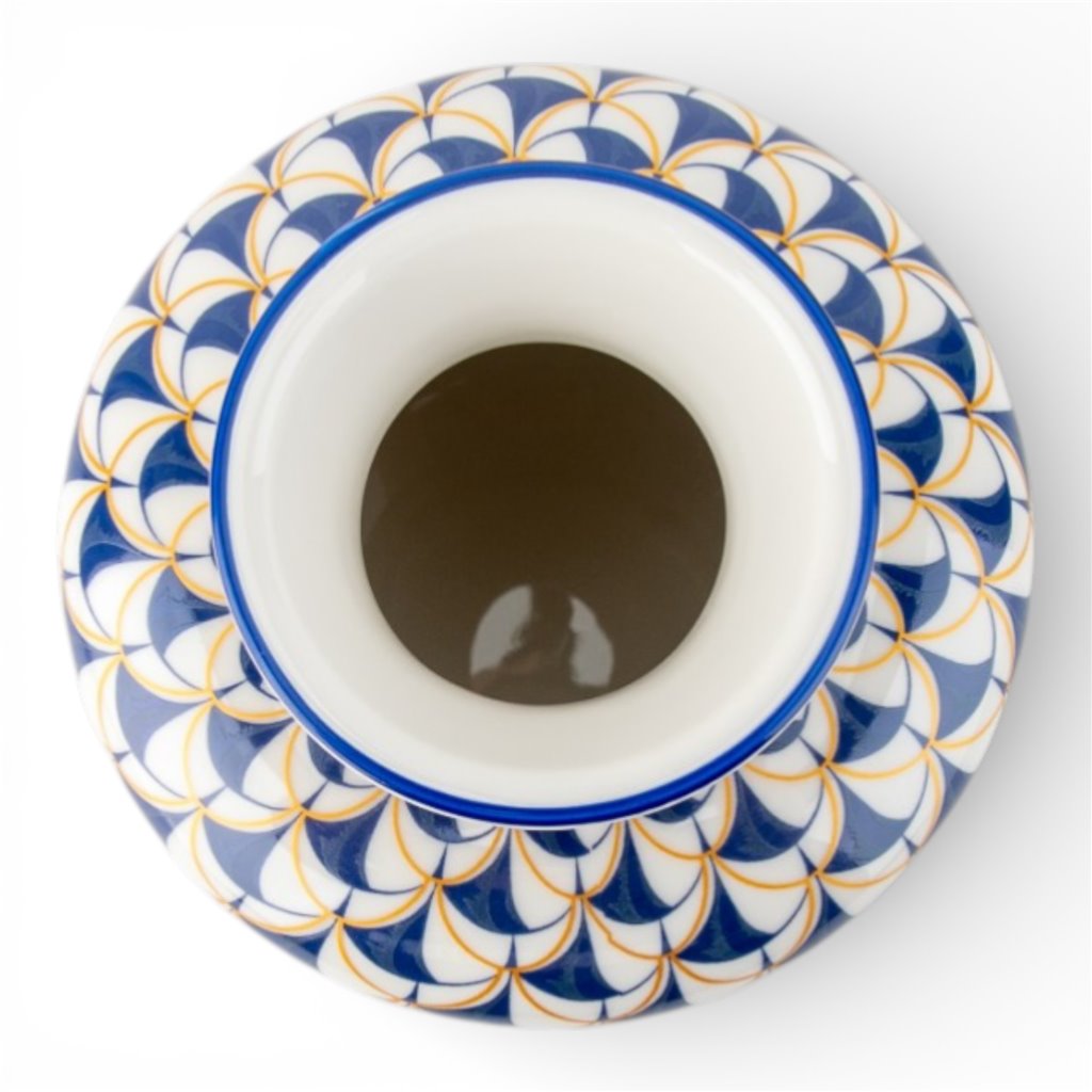Danny's Fine Porcelain Home Decor Danny's Fine Porcelain Porcelain Round Tissue Box-Blue Fishnet