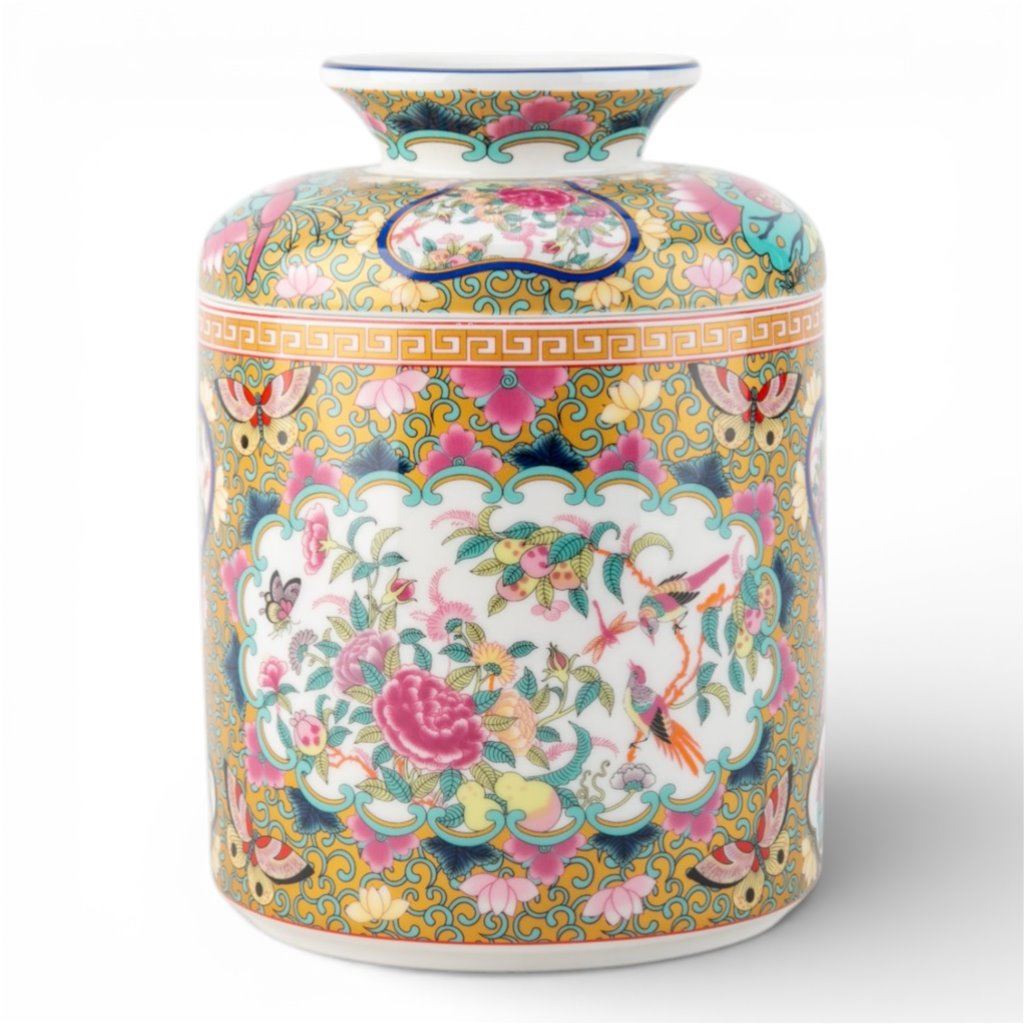 Danny's Fine Porcelain Home Decor Danny's Fine Porcelain Porcelain Round Tissue Box In Rose Medallion Canton