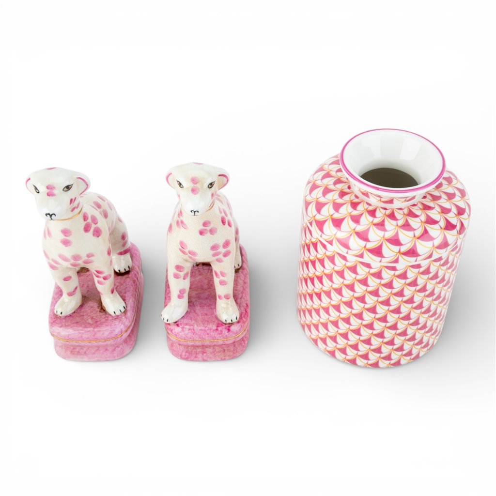 Danny's Fine Porcelain Home Decor Danny's Fine Porcelain Porcelain Round Tissue Box-Pink Fishnet