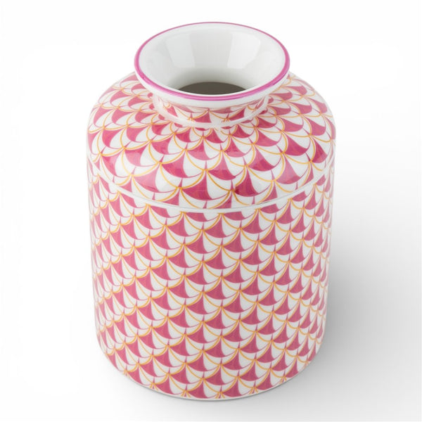 Danny's Fine Porcelain Home Decor Danny's Fine Porcelain Porcelain Round Tissue Box-Pink Fishnet