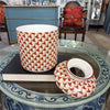 Danny's Fine Porcelain Home Decor Danny's Fine Porcelain Porcelain Round Tissue Box-Red Rust Fishnet