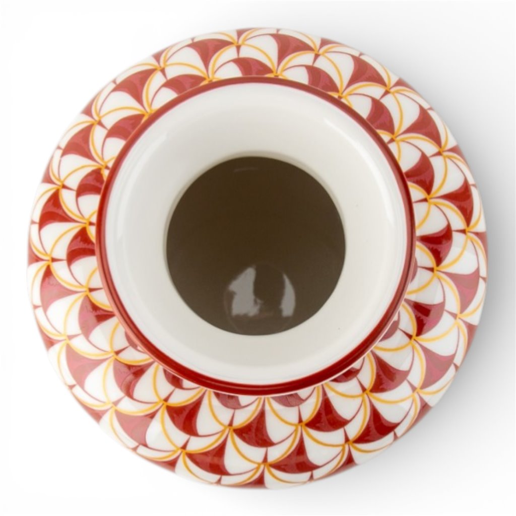 Danny's Fine Porcelain Home Decor Danny's Fine Porcelain Porcelain Round Tissue Box-Red Rust Fishnet