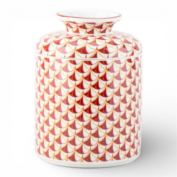 Danny's Fine Porcelain Home Decor Danny's Fine Porcelain Porcelain Round Tissue Box-Red Rust Fishnet