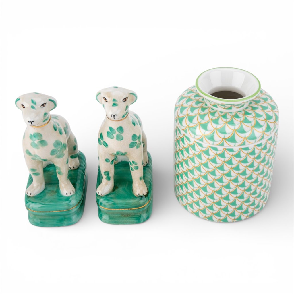 Danny's Fine Porcelain Home Decor Danny's Fine Porcelain Porcelain Round Tissue Box-Teal Fishnet