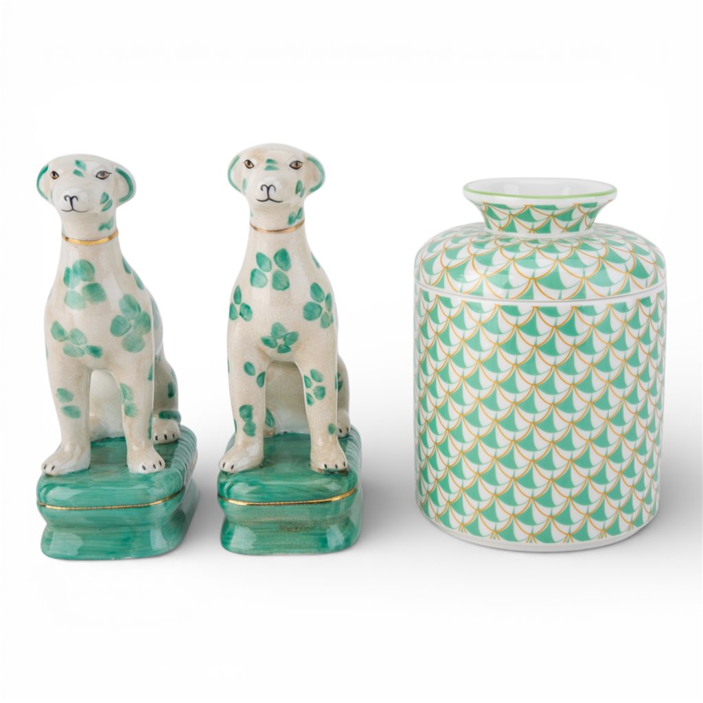 Danny's Fine Porcelain Home Decor Danny's Fine Porcelain Porcelain Round Tissue Box-Teal Fishnet