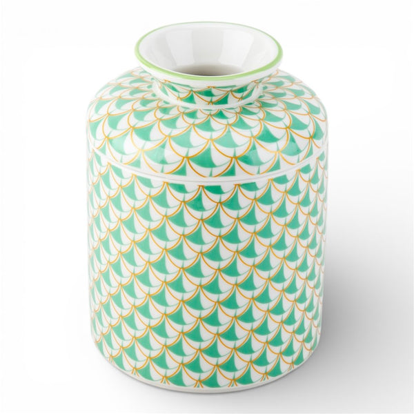 Danny's Fine Porcelain Home Decor Danny's Fine Porcelain Porcelain Round Tissue Box-Teal Fishnet