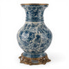 Danny's Fine Porcelain Home Decor Danny's Fine Porcelain Porcelain Round Vase with Bronze Ormolu - Blue Scroll