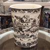 Danny's Fine Porcelain Home Decor Danny's Fine Porcelain Porcelain Round Waste Bin In Black And White Willow Pattern 14229