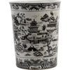 Danny's Fine Porcelain Home Decor Danny's Fine Porcelain Porcelain Round Waste Bin In Black And White Willow Pattern 14229