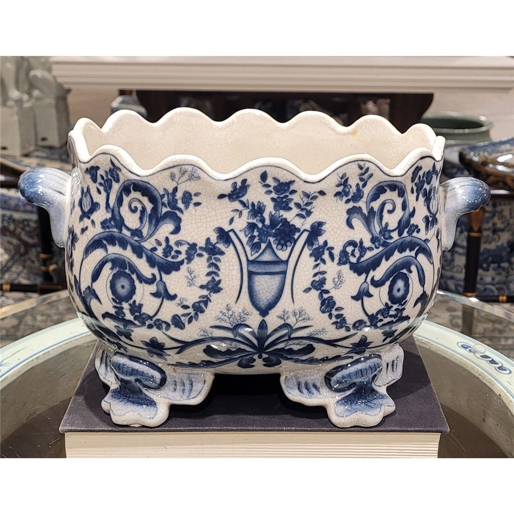 Danny's Fine Porcelain Home Decor Danny's Fine Porcelain Porcelain Scallop Edged Basin - Casey Azure 13971