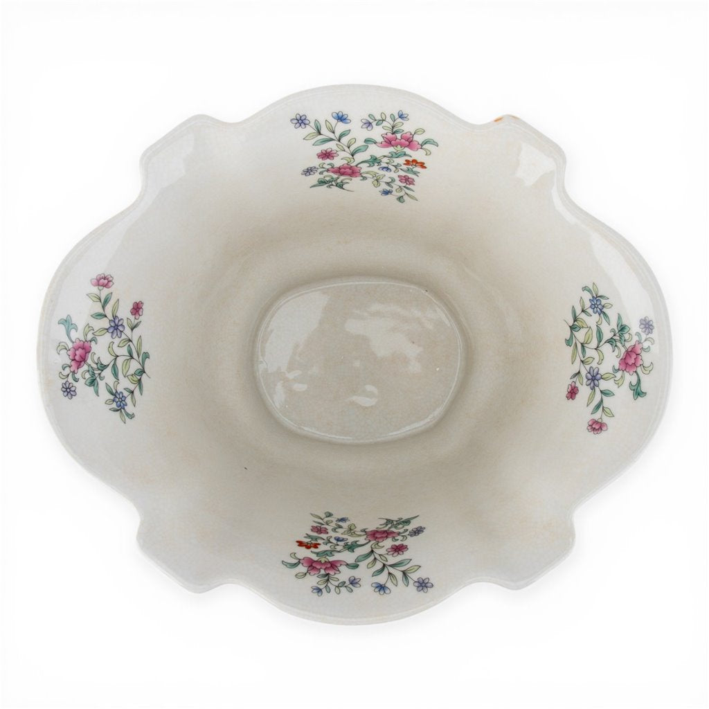 Danny's Fine Porcelain Home Decor Danny's Fine Porcelain Porcelain Scalloped Bowl with Ormolu Base-Tobacco Leaf A Vibrant Porcelain
