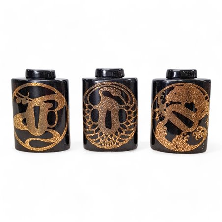Danny's Fine Porcelain Home Decor Danny's Fine Porcelain Porcelain Set of 3 Jars Black and Gold - B880 - CLOSEOUT SAMPLE SALE