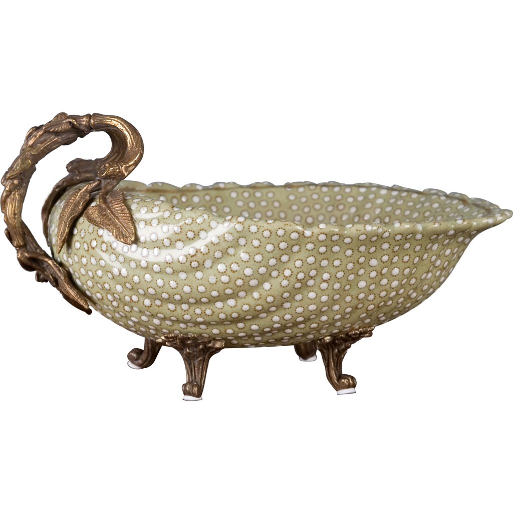 Danny's Fine Porcelain Home Decor Danny's Fine Porcelain Porcelain Shell Dish with Bronze Accent- Dotty