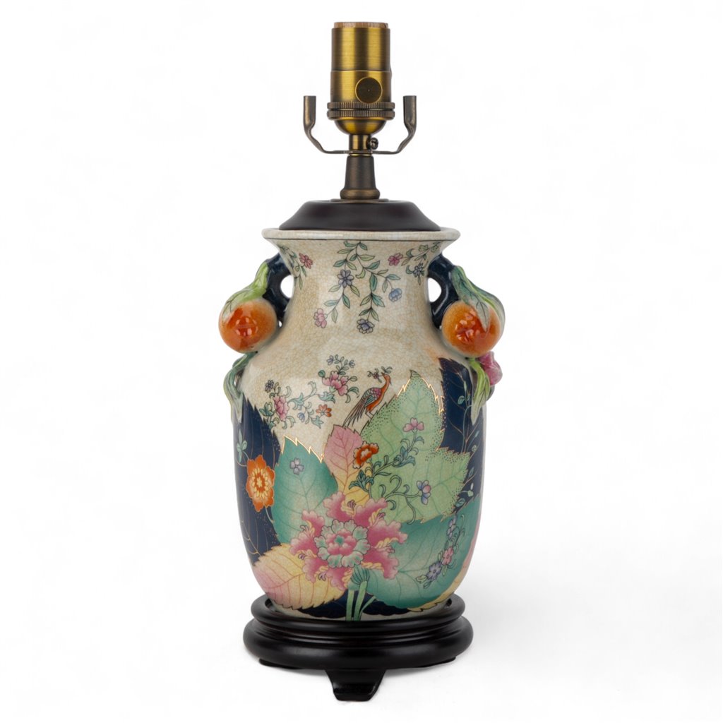 Danny's Fine Porcelain Home Decor Danny's Fine Porcelain Porcelain Small Lamp - Tobacco Leaf (wood Base)
