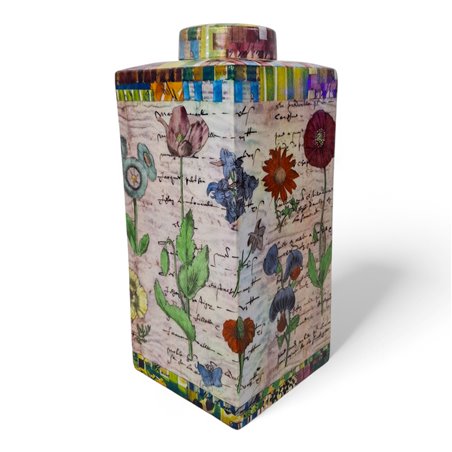 Danny's Fine Porcelain Home Decor Danny's Fine Porcelain Porcelain Square Jar Botanical Print [le] - A3 - CLOSEOUT SAMPLE SALE